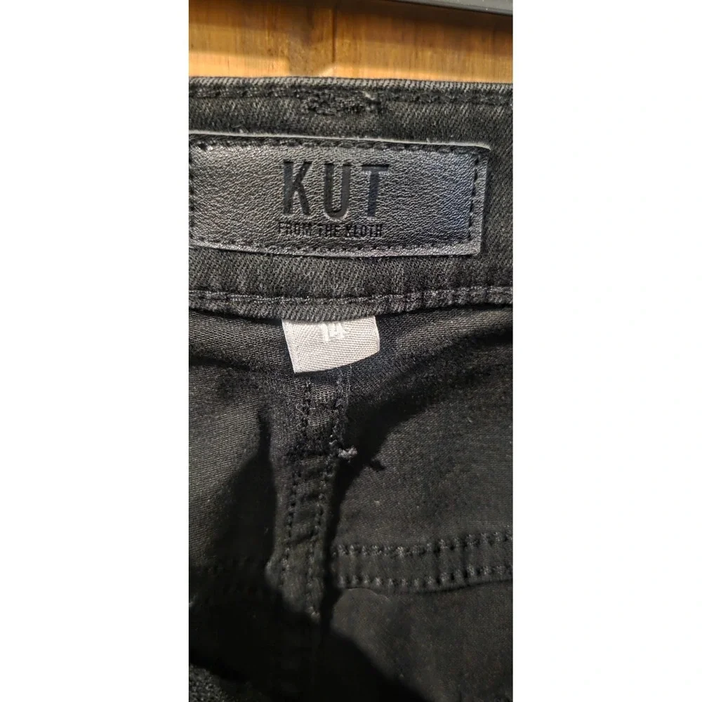 Kut From The Kloth Cropped Jeans Womens 14 Black Dark Wash Denim 5 Pocket Design - Picture 4 of 5